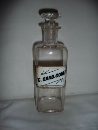Antique Lug Apothecary Pharmacy Jar Bottle Apr 1889 Whitall Tatum Tr.  Card.  Comp.