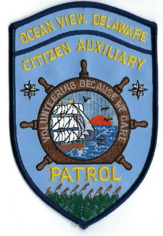 Defunct Ocean View De Delaware Police Cap Citizen Auxiliary Patrol Patch -