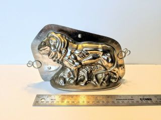 Vintage Antique Tin Lion Chocolate Candy Mold,  2 Clips