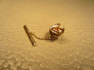 Vintage Love Knot Yellow Gold Plated Tie Tac Or Lapel Pin