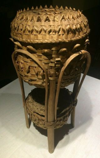 Antique Wabanaki Basket - Micmac,  Penobscot,  Passamoquoddy - Ash & Sweet Grass