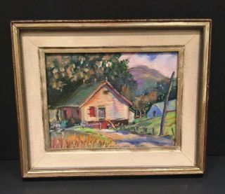 Small Vintage Oil Painting On Canvas Framed Marked “m Wuant” 11”x 9”.