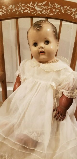 Vintage Antique 20 " Hazel Eyes Real Looking Large Gorgeous Baby Doll