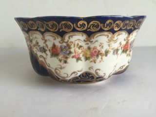 Antique Derby Porcelain Painted Flowers Bowl Cobalt Blue With Gold Gilt Rd179250
