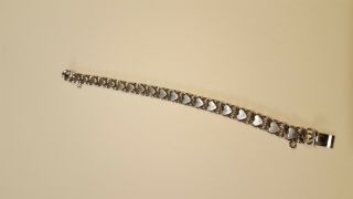 Antique Vintage Sterling Silver 925 Bracelet With Hearts / 7.  5 Inches