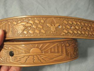 Old Stock Vintage Boy Scout Tooled Leather Belt,  Sz 28,  Never Worn