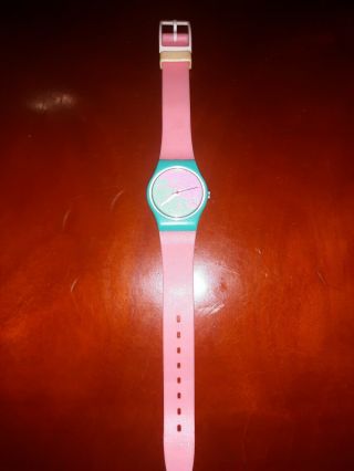 Vintage Swatch Watch Ladies Blue Pink White 80s Or 90s