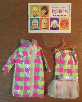 Vintage Sparkle Squares Barbie Doll Dress Coat Fashion Mattel 1814