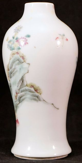 Antique Chinese Bottle Form Porcelain Vase with Hand - painted People & Trees 1725 3