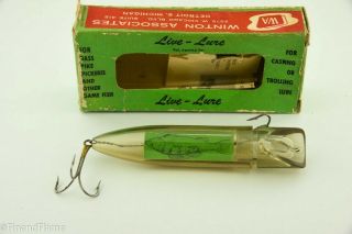 Vintage Live Lure Minnow Tube Antique Fishing Lure With Paper And Box Et39