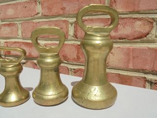 Antique Vintage 5 Piece Set Brass Bell Weights 4 Oz to 4 Lb 2