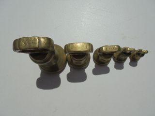 Antique Vintage 5 Piece Set Brass Bell Weights 4 Oz to 4 Lb 7