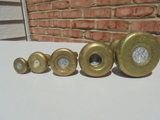Antique Vintage 5 Piece Set Brass Bell Weights 4 Oz to 4 Lb 8