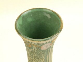 Antique/Arts & Crafts 1920 ' s Weller Pottery Luxor Matte Green Hand Painted Vase 5