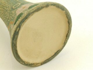 Antique/Arts & Crafts 1920 ' s Weller Pottery Luxor Matte Green Hand Painted Vase 7