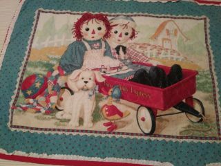 Raggedy Ann And Andy Custom Handmade Toddler Size Quilt Blanket 43 " X 33 " Wagon