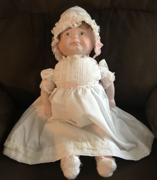 Vintage Collectible 3 Face Doll Porcelain/bisque & Cloth Body Sad Sleep Happy