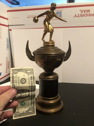 Vintage Women’s Bowling Trophy.  Antique.  Unbranded Old Trophy.  Bowling Trophy.