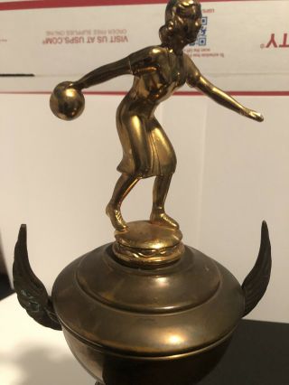 Vintage Women’s Bowling Trophy.  Antique.  Unbranded Old Trophy.  Bowling Trophy. 2