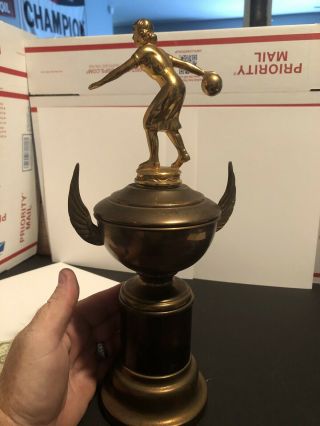 Vintage Women’s Bowling Trophy.  Antique.  Unbranded Old Trophy.  Bowling Trophy. 4