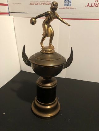 Vintage Women’s Bowling Trophy.  Antique.  Unbranded Old Trophy.  Bowling Trophy. 5