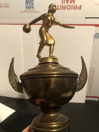 Vintage Women’s Bowling Trophy.  Antique.  Unbranded Old Trophy.  Bowling Trophy. 7
