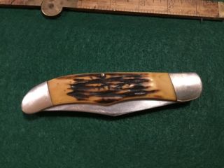 vintage Camillus 26 5 1/4” 2 blade hunter antler handles 6