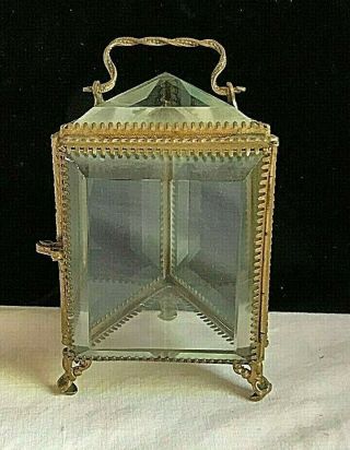 Antique French Pocket Watch Jewelry Casket Beveled Glass Box
