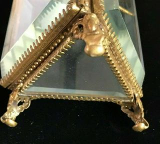 Antique French Pocket Watch Jewelry Casket Beveled Glass Box 5