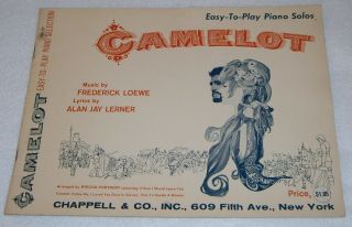 Camelot Easy - To - Play Piano Solos Vintage Music Book Lerner & Loewe,  1960