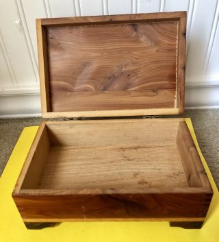 Vintage Wood Trinket Jewelry Box With Mirror English Scenic Design