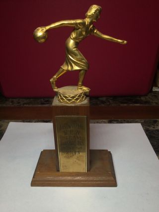 Vintage Bowling Trophy W.  B.  A.  Team Champions 1957 - 58 Wyoming County Ny