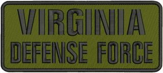 Virginia Defense Force Embroidery Patch 4x10 Hook On Back Od/blk