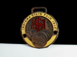 1 1/2 " Boy Scouts Of America 1912 Indiana State Fair Watch Fob Enamel Inlay