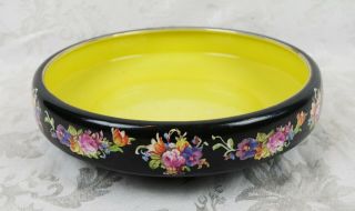 Antique Rubian Art Pottery / Grimwades Black Yellow Floral Serving Dish Bowl