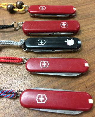 1 Wenger & 4 Small SD classic Victorinox Swiss Army knives & lanyards camp craft 3