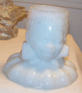 Antique Milk Glass Candleholder? Jar? Blackamoor Face