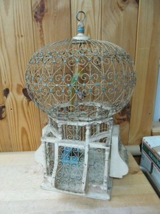 Antique Wood And Wire Bird Cage – French Or Victorian
