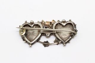 A Pretty Antique Victorian C1901 Sterling Silver Gold Mizpah Sweetheart Brooch 3
