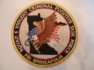 Fbi Minneapolis Fugative Task Police Obsolete Cloth Shoulder Patch Minnesota Usa