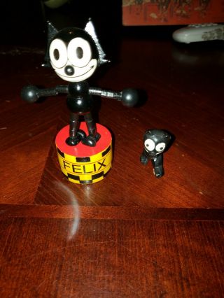 Antique Pre War Japan Celluloid Standing Felix The Cat Toy Figures And Wood