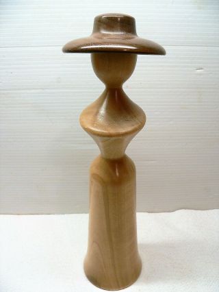 Stylised Lady With Hat - Tulip & Walnut Wood / Treen Figurine - John Wells 2013