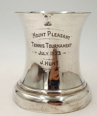 Art Deco Sheffield Silver Plated Tennis Tournament Mug Trophy,  1923