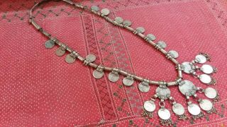Antique Indian Banjara Coin Pendant Tribal Gypsy Kuchi Chain Necklace Ats