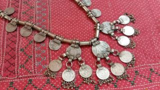 ANTIQUE INDIAN BANJARA COIN PENDANT TRIBAL GYPSY KUCHI CHAIN NECKLACE ATS 2
