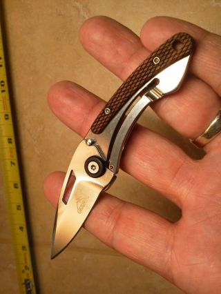 Gerber Trendy Stainless/checkered Wood Handle Linerlock Pocket Knife " Look "