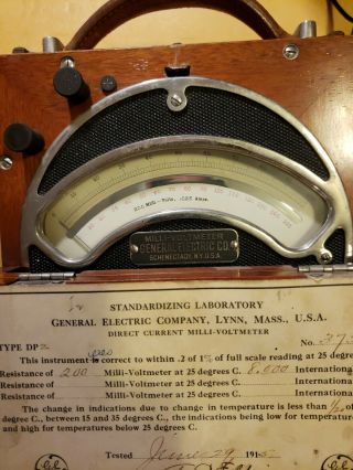 Vintage General Electric Milli - Voltmeter Type Dp2 No.  375900 Made In 1915