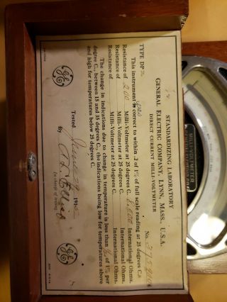 Vintage GENERAL ELECTRIC Milli - Voltmeter Type DP2 No.  375900 Made in 1915 3