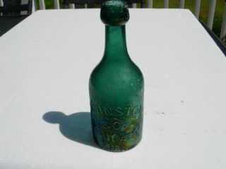 Antique Bottle Johnston & Co Philada Iron Pontil Ip Mineral Water Soda Green Pa