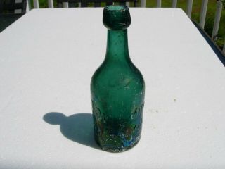 Antique Bottle JOHNSTON & Co PHILADA Iron Pontil IP Mineral Water Soda Green PA 2